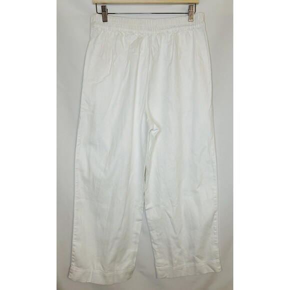 MADEWELL Pull-On Straight Crop Linen Blend White Pants Women's SIZE 8 NWT - Picture 4 of 12